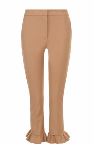 Укороченные брюки-скинни с оборками MSGM. Цвет: бежевый