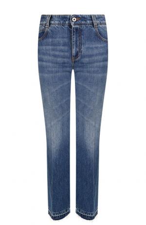 Укороченные расклешенные джинсы со стрелками и потертостями Stella McCartney. Цвет: синий