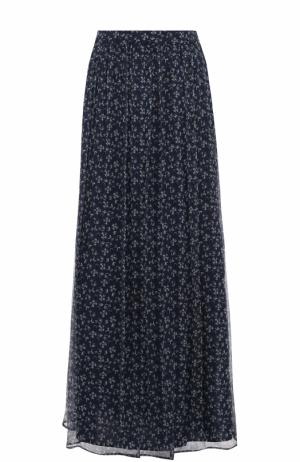 Шелковая юбка-макси с цветочным принтом Paul&Joe. Цвет: темно-синий