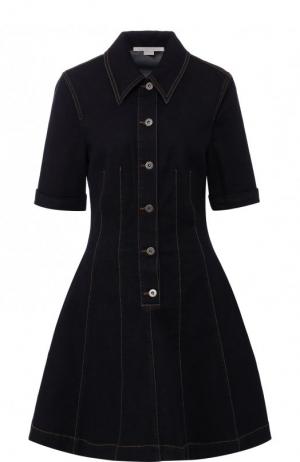 Приталенное джинсовое мини-платье на пуговицах Stella McCartney. Цвет: темно-синий