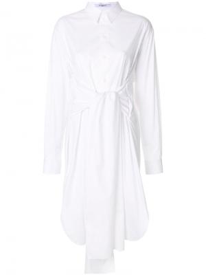 Платье-рубашка миди с поясом Givenchy. Цвет: белый