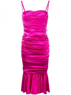 Платье миди с присборенной отделкой Dolce & Gabbana. Цвет: розовый и фиолетовый