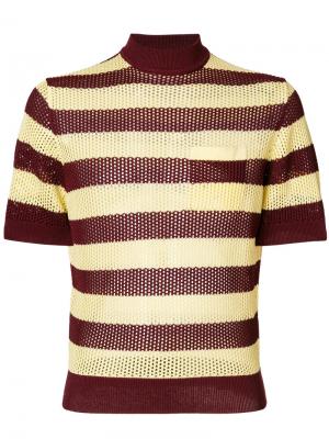 Трикотажный свитер в полоску Prada. Цвет: красный