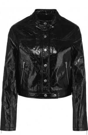 Кожаная куртка на пуговицах с воротником-стойкой Rag&Bone. Цвет: черный