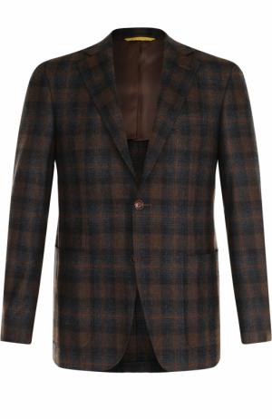 Шерстяной однобортный пиджак Canali. Цвет: коричневый
