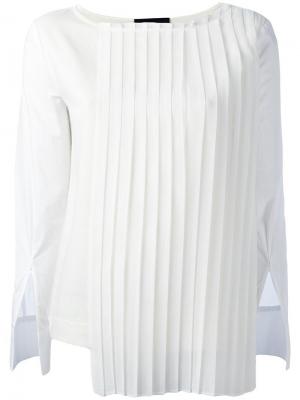 Блузка с плиссированной панелью Erika Cavallini. Цвет: белый