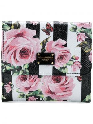 Полосатый кошелек с принтом роз Dolce & Gabbana. Цвет: многоцветный
