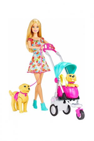 Барби прогулка со щенками Barbie. Цвет: бежевый