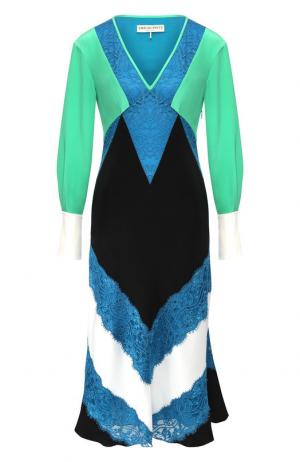 Платье-миди из смеси шелка и хлопка Emilio Pucci. Цвет: зеленый