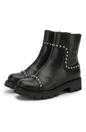 Кожаные ботинки на молнии с внутренней меховой отделкой Dsquared2. Цвет: черный
