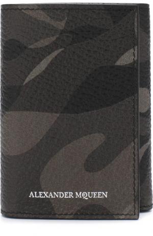 Кожаный футляр для кредитных карт Alexander McQueen. Цвет: хаки