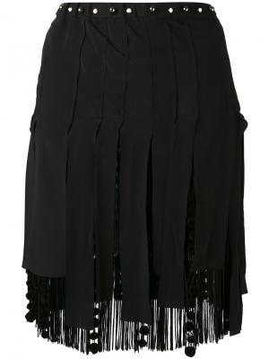 Мини-юбка с бахромой Nº21. Цвет: чёрный