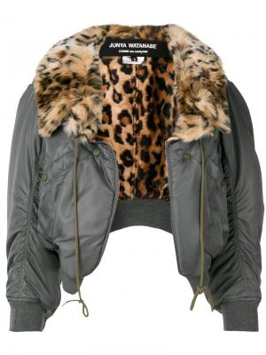 Куртка бомбер с леопардовым воротником Junya Watanabe Comme Des Garçons. Цвет: зелёный