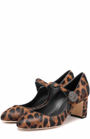 Туфли Vally с меховой отделкой под леопарда Dolce & Gabbana. Цвет: леопардовый