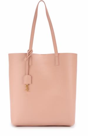Кожаная сумка-шоппер с косметичкой Saint Laurent. Цвет: светло-розовый