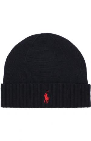Шерстяная шапка Polo Ralph Lauren. Цвет: темно-синий