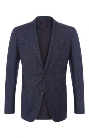 Однобортный шерстяной пиджак Ermenegildo Zegna. Цвет: синий