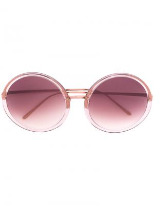 Круглые солнцезащитные очки Linda Farrow. Цвет: металлический