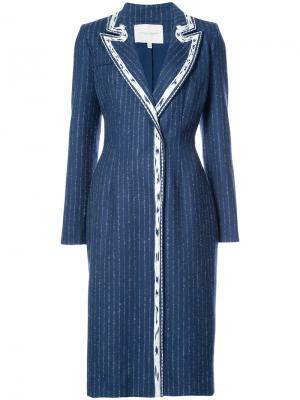 Пальто с контрастными лацканами Carolina Herrera. Цвет: синий