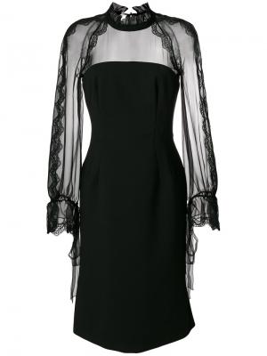 Кружевное платье миди с длинными рукавами Alberta Ferretti. Цвет: чёрный