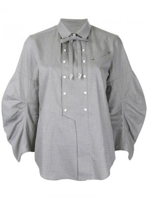 Рубашка с асимметричной пуговичной планкой Toga Pulla. Цвет: серый