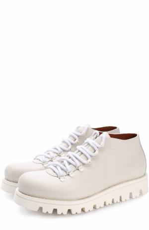Кожаные ботинки на шнуровке Zegna Couture. Цвет: белый