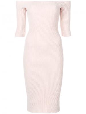 Бесшовное платье миди Helmut Lang. Цвет: розовый и фиолетовый