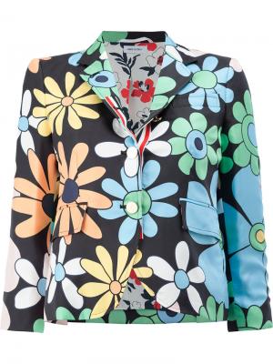 Пиджак с цветочным принтом Thom Browne. Цвет: чёрный