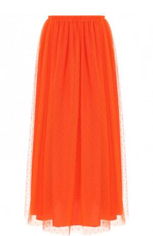 Однотонная юбка-миди с эластичным поясом REDVALENTINO. Цвет: оранжевый