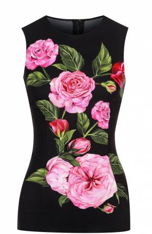 Облегающий топ без рукавов с цветочным принтом Dolce & Gabbana. Цвет: розовый