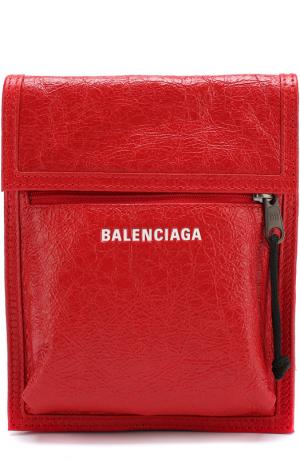 Кожаная сумка Explorer с логотипом бренда Balenciaga. Цвет: красный