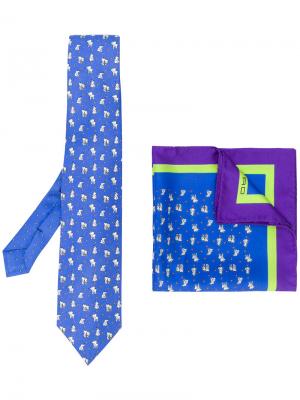 Комплект из галстука и нагрудного платка Etro. Цвет: синий