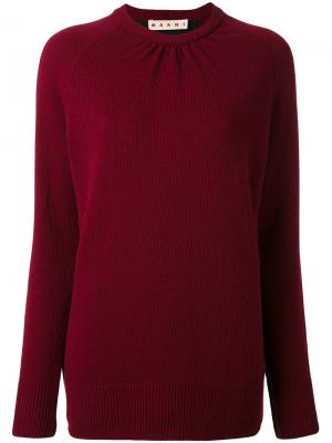Двухцветный свитер с круглым вырезом Marni. Цвет: красный
