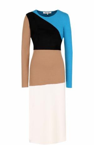Приталенное шерстяное платье с длинным рукавом Diane Von Furstenberg. Цвет: разноцветный