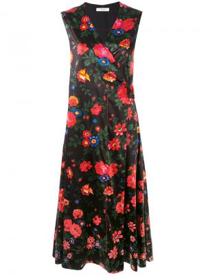Платье с цветочным принтом Céline Vintage. Цвет: чёрный