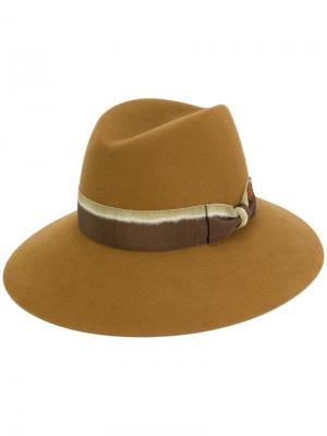 Шляпа-федора с градиентной лентой Maison Michel. Цвет: коричневый