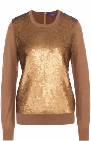 Кашемировый пуловер с пайетками Ralph Lauren. Цвет: коричневый