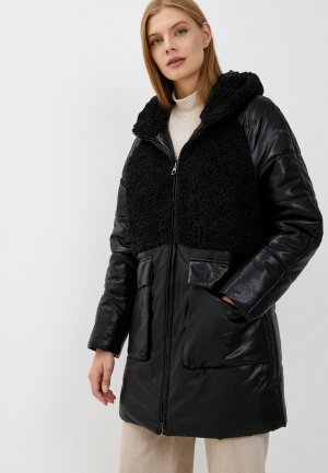 Куртка кожаная утепленная Winterra. Цвет: черный