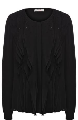 Шелковая блуза с оборками Lanvin. Цвет: черный