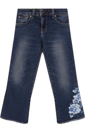 Расклешенные джинсы с вышивкой Polo Ralph Lauren. Цвет: синий