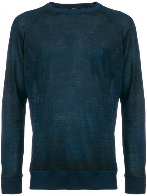 Прозрачный свитер плотной вязки Avant Toi. Цвет: синий