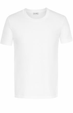 Хлопковая футболка с круглым вырезом Dolce & Gabbana. Цвет: белый