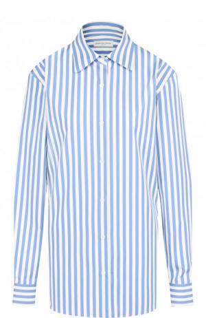 Хлопковая блуза в полоску Dries Van Noten. Цвет: голубой