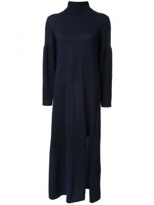 Трикотажное платье со шлицей сбоку Maison Mihara Yasuhiro. Цвет: синий
