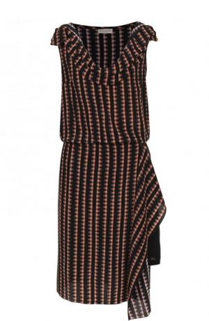 Приталенное шелковое платье без рукавов Dries Van Noten. Цвет: черный