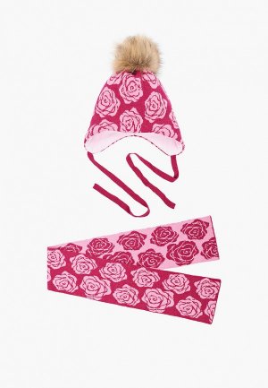 Шапка и шарф Aviva. Цвет: розовый