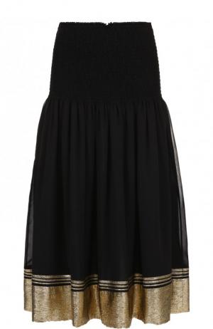 Шелковая юбка-миди с контрастной отделкой Chloé. Цвет: черный