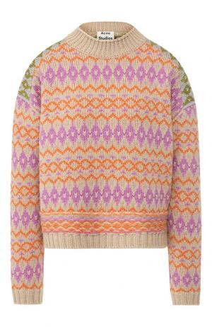 Шерстяной пуловер с воротником-стойкой Acne Studios. Цвет: розовый