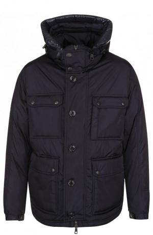 Утепленная куртка Jovet на молнии с капюшоном Moncler. Цвет: темно-синий