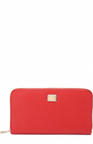 Кожаное портмоне с тиснением Dauphine Dolce & Gabbana. Цвет: красный